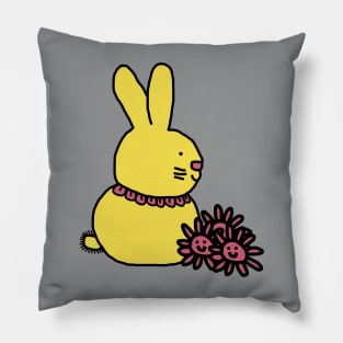 Illuminating Easter Bunny with Flowers Pillow