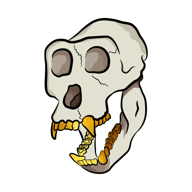 Monkey skull with gold teeth grills by Captain-Jackson