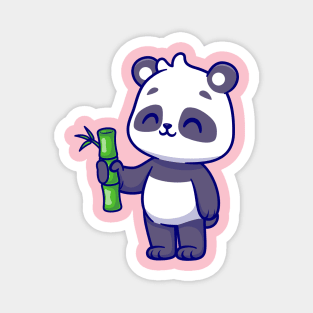 Cute Panda Holding Bamboo Cartoon Magnet