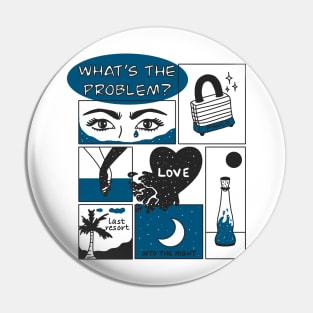 Romantic Love Comic Book Aesthetic Print Pin