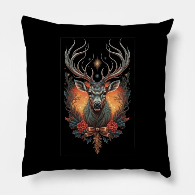 Dark Deer Christmas Pillow by Word and Saying