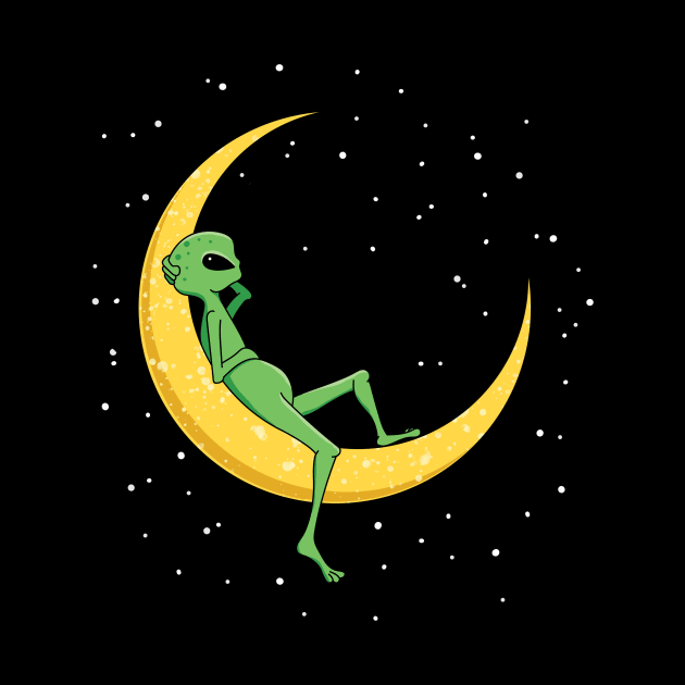 Alien Chilling on Crescent Moon by cottoncanvas