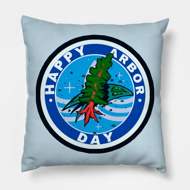 Happy Arbor Day Pillow by LunaSea Arts