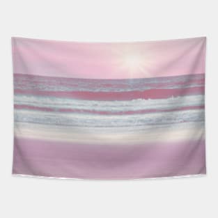 Pink Sunset Beach Tapestry