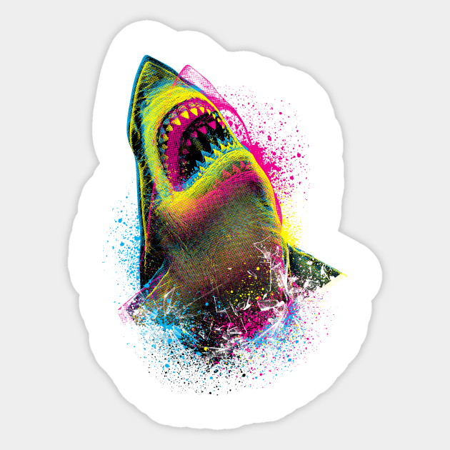 Cmyk Shark - Shark - Sticker