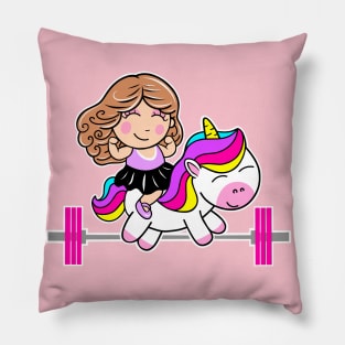 Barbell Girl and Unicorn friend Pillow