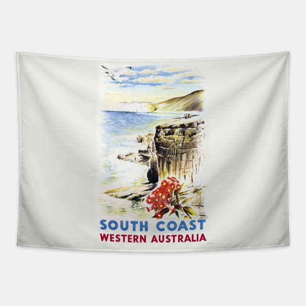 South Coast, Western Australia Vintage Poster Tapestry by vintagetreasure