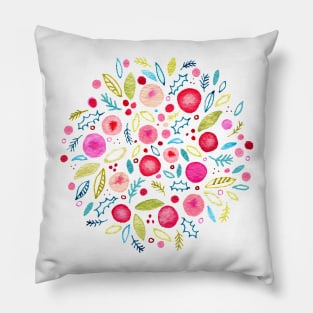 Winter Watercolor Wreath Pillow