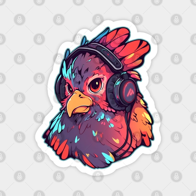 Chicken Headphones Magnet by pako-valor