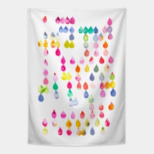 Colorful Rainbow Raindrops Tapestry