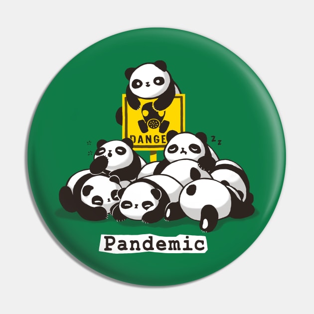 Pandemic Pun - Cute Panda Gang - Biohazard Danger Sign Pin by BlancaVidal
