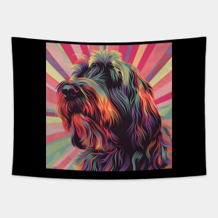 70s Briard Vibes: Pastel Pup Parade Tapestry