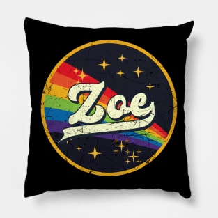 Zoe // Rainbow In Space Vintage Grunge-Style Pillow