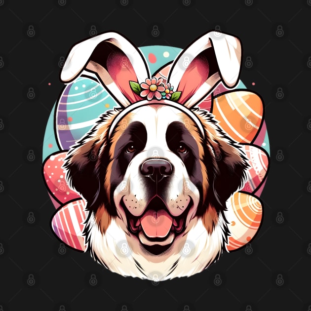 Saint Bernard Celebrates Easter with Bunny Ears by ArtRUs