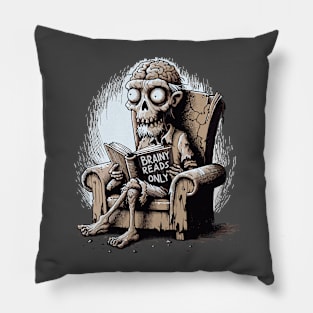 Brainy Reads Only - Zombie bookworm Pillow