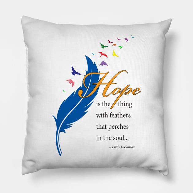 Hope feather with quote, black type Pillow by Just Winging It Designs