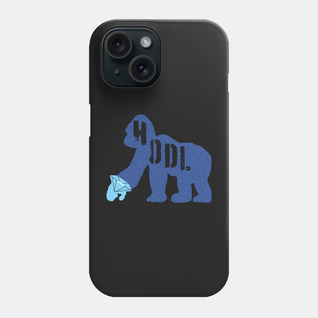 Diamond Hand HODLE Ape Blue Version Phone Case by pelagio