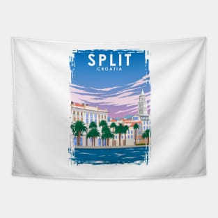 Split Croatia Vintage Minimal Retro Travel Poster Tapestry