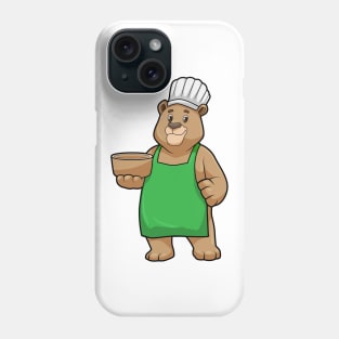 Bear as Cook with Cooking apron & Wooden bowl Phone Case