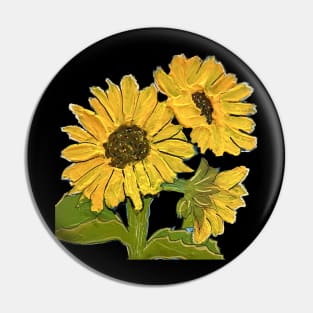 Three Sunflowers Pin