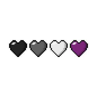 Row of Four Asexual Pride Flag Pixel Hearts T-Shirt