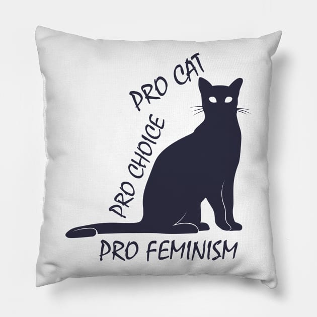 Pro Feminist Feminism Cats Kitties Cute Empowered Pillow by Mellowdellow