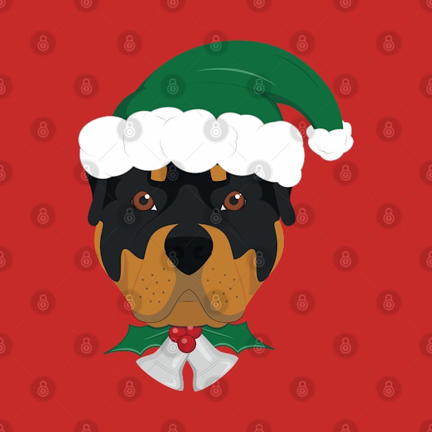 Rottweiler Dog With Green Santa's Hat Funny Xmas Gift by salemstore