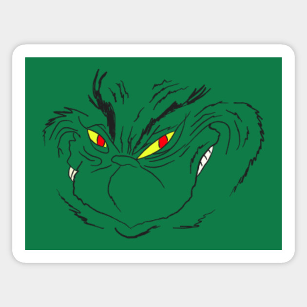 Grinning Grinch Face Grinch Stole Christmas Sticker Teepublic