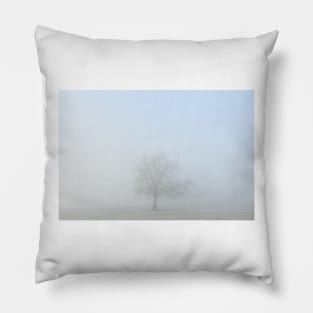 Morning Mist And A Lone Tree Pillow