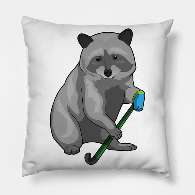 Racoon Hockey Hockey stick Pillow by Markus Schnabel