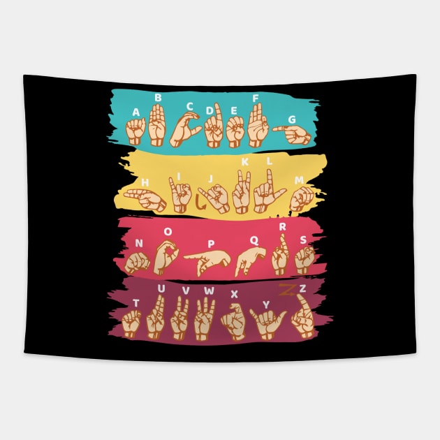 'ASL Alphabet' Cool ASL Sign Language Tapestry by ourwackyhome