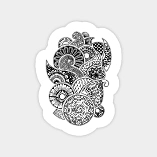 Abstract Mandala design (black on white) Magnet