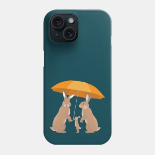 Rabbit family with umbrella Phone Case