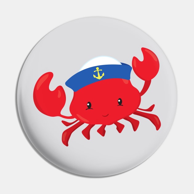 Sailor Crab, Cute Crab, Sailor Hat, Sailing, Sea Pin by Jelena Dunčević