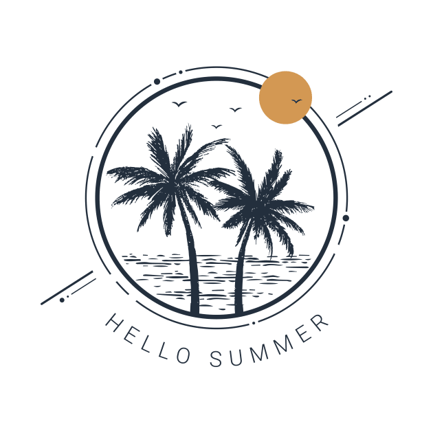 Palms And Ocean. Hello Summer. Motivational Quote. Geometric Style by SlothAstronaut