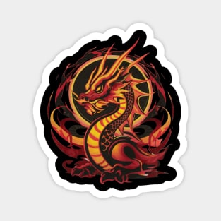 "Eternal Fire: Year of the Dragon Ukiyo-e" - Chinese Zodiac Dragon Magnet