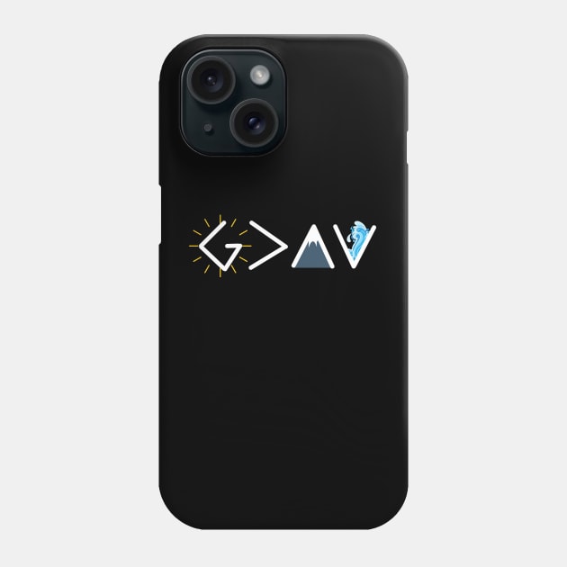 God is greater than the highs and the lows from Romans 8:28, white text Phone Case by Selah Shop