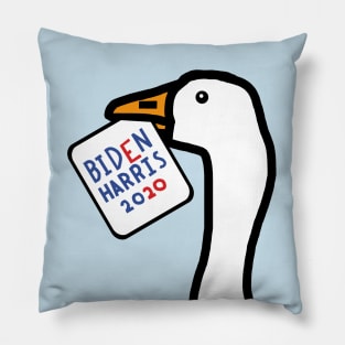 Portrait of a Goose with Stolen Biden Harris Sign Pillow