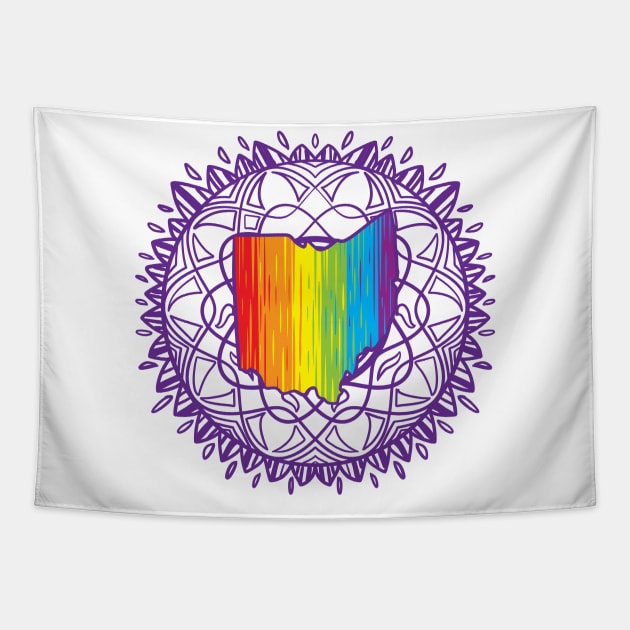 Ohio Mandala Pride Tapestry by Manfish Inc.