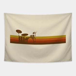 Drum Set Sunrise Silhouette - Vintage Tequila Tapestry