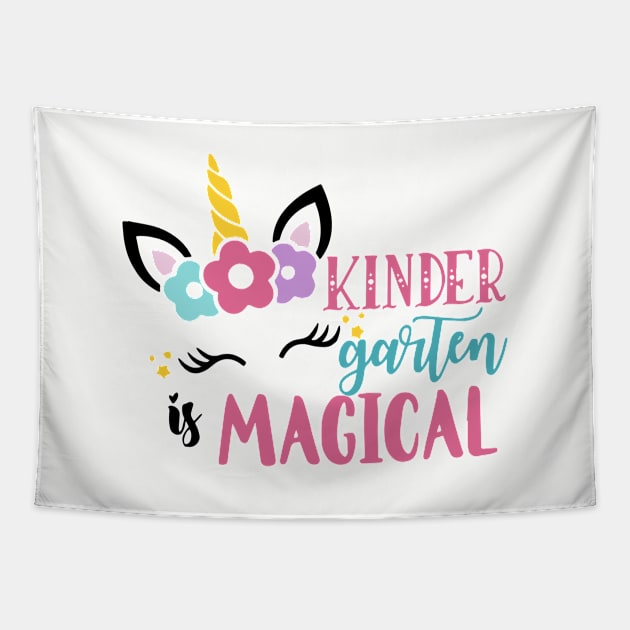 Kids Kinder Garten Magical Back To School Girls Kindergarten Unicorn Tapestry by huepham613