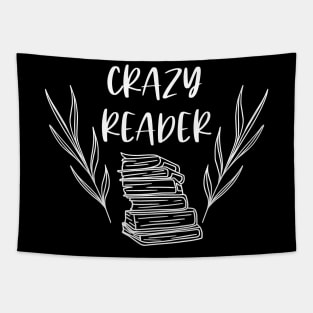 Crazy Reader - White - Funny Bookish Bookstagram Book Lover Tapestry