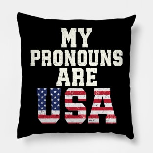 Funny My Pronouns Are USA 4th Of Jully US Flag Pillow