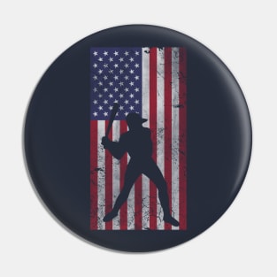 Patriotic American Flag Baseball Sports Pin