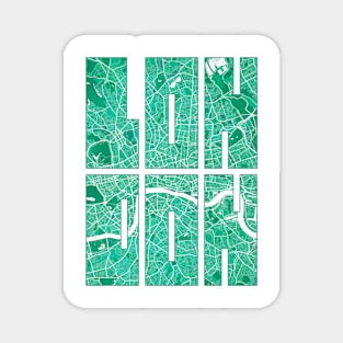 London, England City Map Typography - Watercolor Magnet