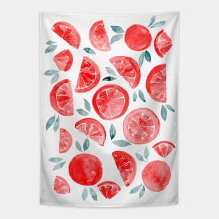 Watercolor grapefruit - dusty orange and teal Tapestry