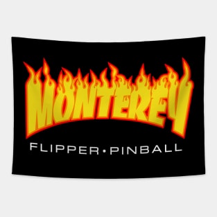 Monterey Flipper Pinball on Fire Tapestry