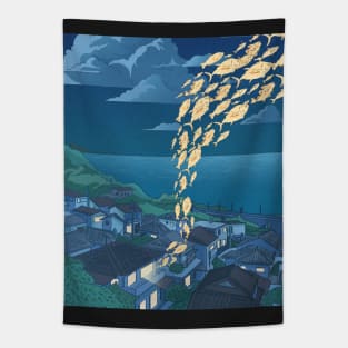 Fish into the sky Tapestry