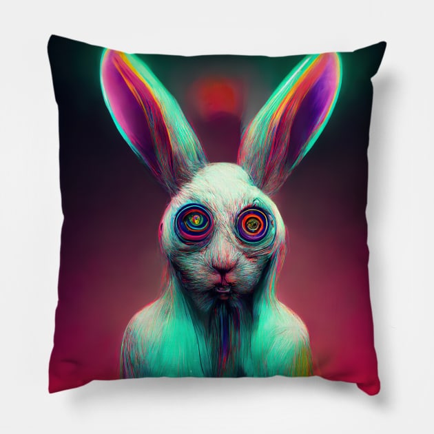 The Trippy Rabbit (2) Pillow by Neurotic