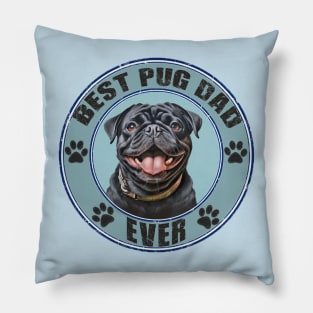 Black Pug "Best Pug Dad Ever" T Shirt Pillow